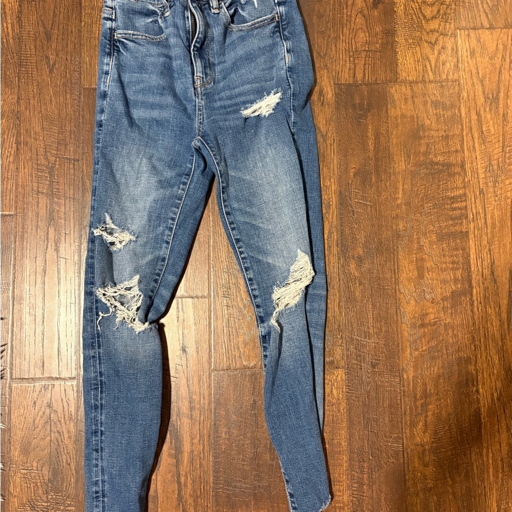 American Eagle Outfitters Ripped Blue Skinny Jeans